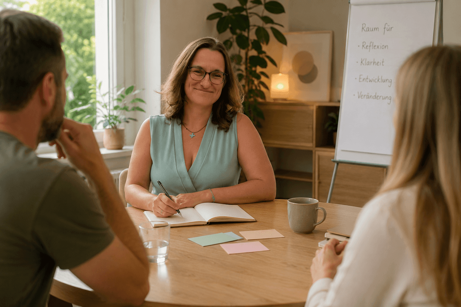 Dr. Claudia Knabe begleitet ein Team im Rahmen einer Supervision und Coaching-Sitzung.